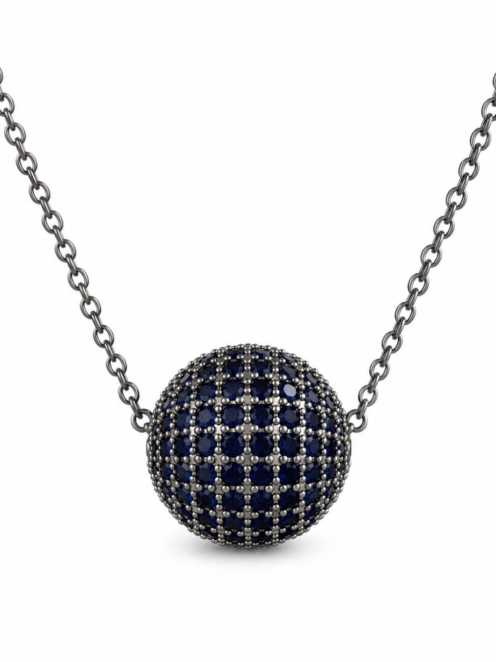 Bomb Party September Birthday Necklace Gunmetal Blue Crystal Sparkle Adjustable